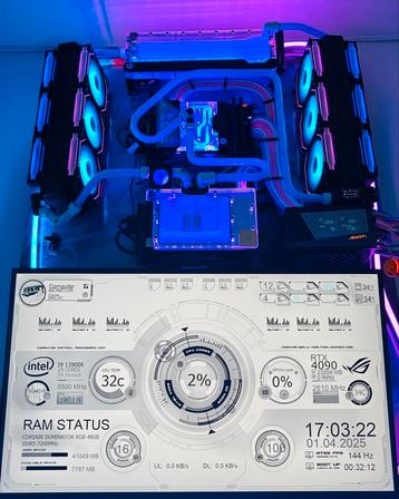 Wall mounted Custom loop gaming pc RTX 4090 i9 ddr5 8tb  beschikbaar voor biedingen