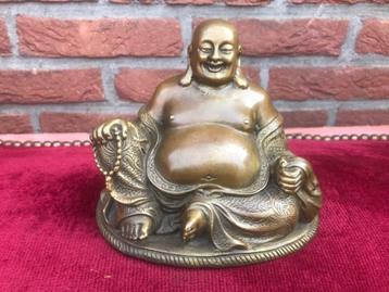 bronzen beeld van de geluksboeddha beschikbaar voor biedingen