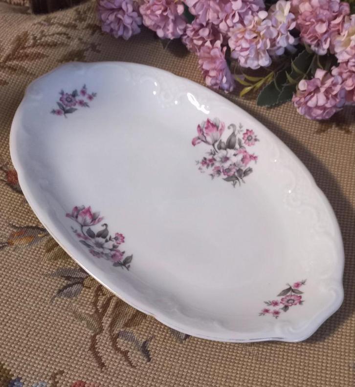 Mooi brocant serveerschaaltje, roze bloemen, Röslau Bavaria, Antiek en Kunst, Curiosa en Brocante, Ophalen of Verzenden