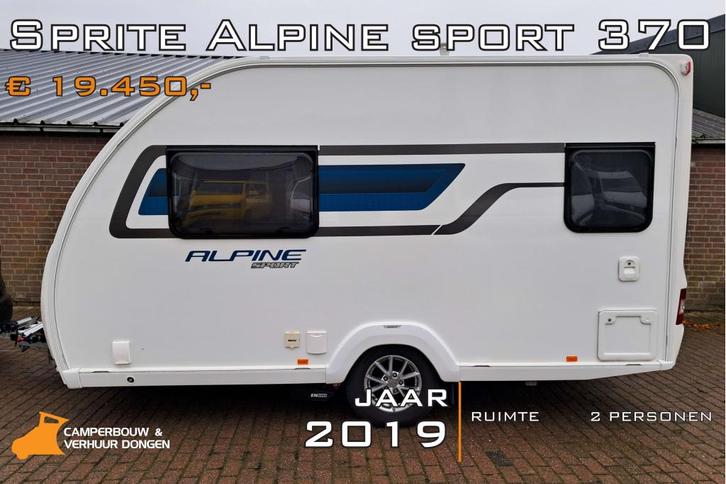 Sprite Alpine Sport 370 Caravan bj 2019, Caravans en Kamperen, Caravans, Bedrijf, tot en met 2, 750 - 1000 kg, Standaardzit, Sprite
