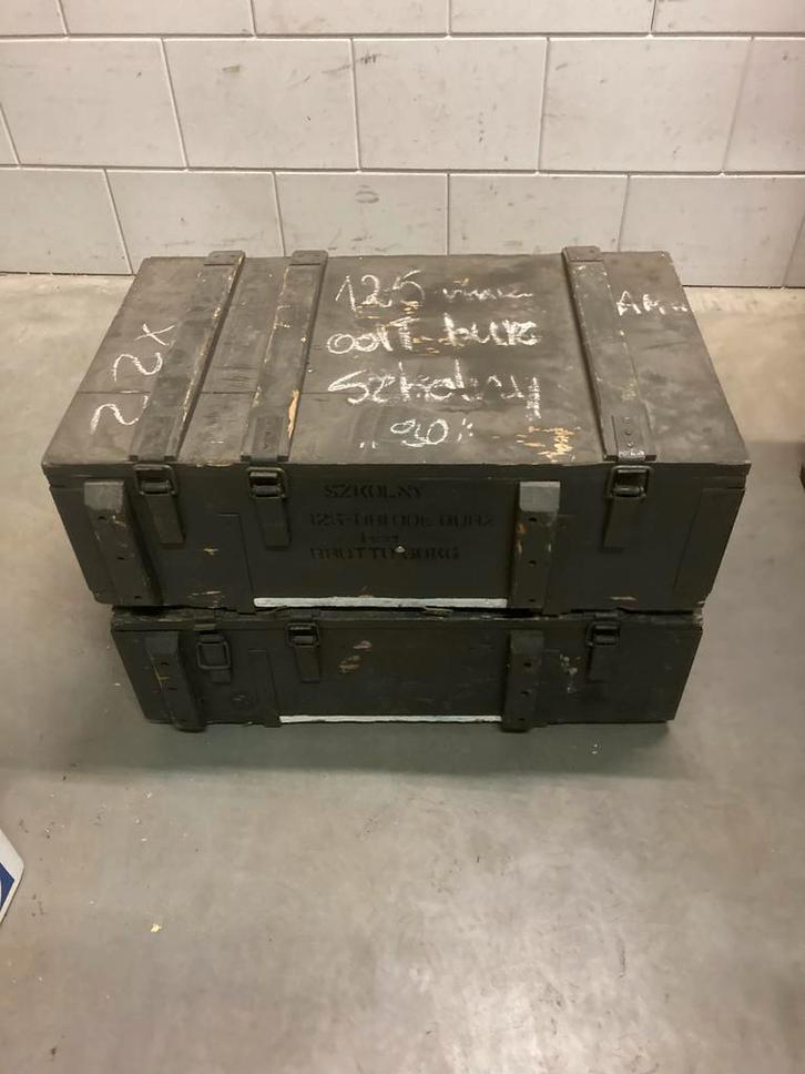 Houten munitiekisten ,legerkisten nu aanbieding 15 euro, Huis en Inrichting, Woonaccessoires | Kisten, Gebruikt, Minder dan 50 cm