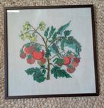 Vintage geborduurd schilderij tomatenplant, Huis en Inrichting, Woonaccessoires | Schilderijen, Tekeningen en Foto's, Minder dan 50 cm