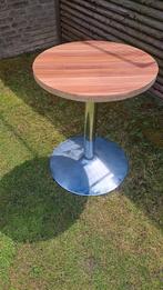 Bijzet tafel. Chroom en hout, Ophalen, Rond, Zo goed als nieuw, 60 cm of meer