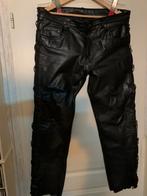 Zwarte leren motorbroek maat 38 met veters, Ophalen of Verzenden, Tweedehands, Dames, Broek | leer