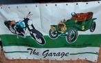 Spandoek met oldtimer motor en auto., Ophalen of Verzenden