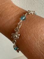 S286/GHA Zweden subtiele blauwe bloemen armband, Gebruikt, Verzenden, X, Zilver