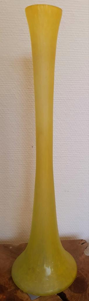 Vaas mondgeblazen glas geel gaaf groot uniek, Huis en Inrichting, Woonaccessoires | Vazen, Zo goed als nieuw, Geel, Glas, Ophalen of Verzenden