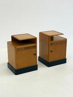 Set van 2 Art Deco nachtkastjes in wortel esdoornfineer, Ophalen, Minder dan 45 cm, -, -
