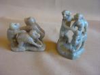 2 antiek Chinees spekstenen beeldjes met 3 apen, Antiek en Kunst, Ophalen of Verzenden
