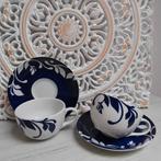 MOSA, maastricht, vloeiblauw, 2 kop en schotels, Overige materialen, Ophalen of Verzenden, Zo goed als nieuw, Overige stijlen
