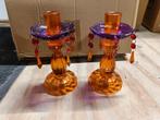 Mooie kandelaars van gekleurd glas, Huis en Inrichting, Woonaccessoires | Kandelaars en Kaarsen, Ophalen of Verzenden, Zo goed als nieuw