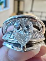 Unieke platinum ring met grote 1,13 karaat + 0,7k diamanten, Sieraden, Tassen en Uiterlijk, Goud, Met edelsteen, 17 tot 18, Ophalen of Verzenden