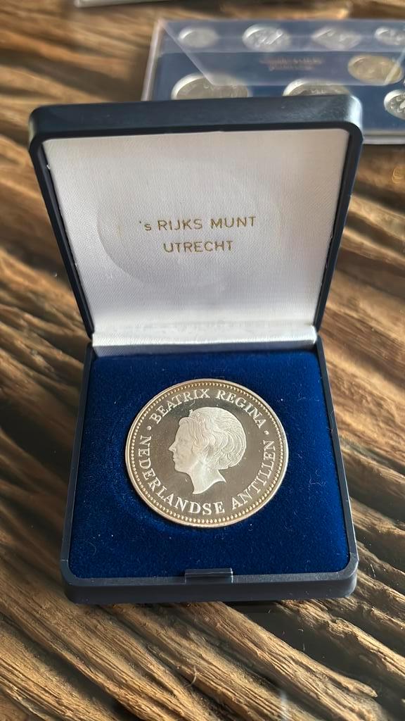 Zilveren 50 Gulden 1982 Ned. Antillen - Synagoge - Proof, Postzegels en Munten, Munten | Nederland, 50 gulden, Koningin Beatrix