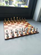 XL houten dubbelzijdig dam /schaakbord met stukken, Schaken, Minder dan 500 stukjes, Ophalen of Verzenden, Zo goed als nieuw