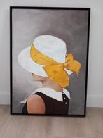 Schilderij "meisje met hoed" incl. lijst acrylverf, Antiek en Kunst, Ophalen