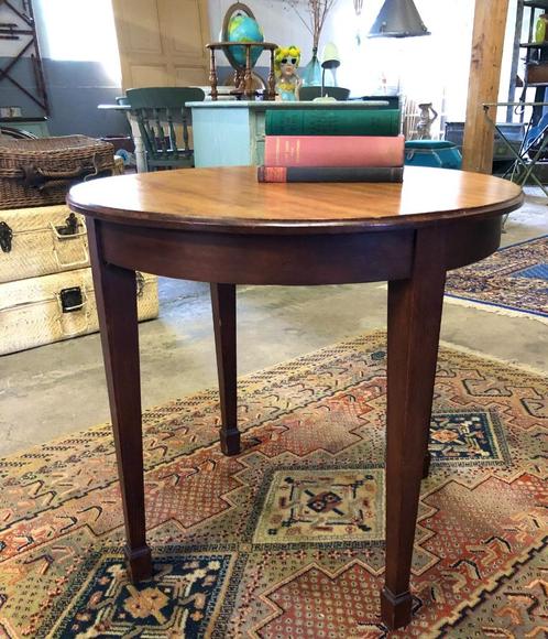 Houten bijzettafel art deco stijl, coffee table, Huis en Inrichting, Tafels | Bijzettafels, Gebruikt, Rond, 60 cm of meer, 55 tot 75 cm