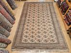 Vintage handgeknoopt oosters tapijt bochara 358x222, Huis en Inrichting, Info@SlatsAntiek.nl, Tweedehands, Crème, Perzisch