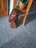 Houten Uil Beeld, Ophalen, Zo goed als nieuw, Hout, Dierenbeeld