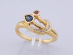 18 karaat Gouden Damesring Ring met Diamant Saffier Robijn, Jw, Verzenden, Nieuw, Kleiner dan 17