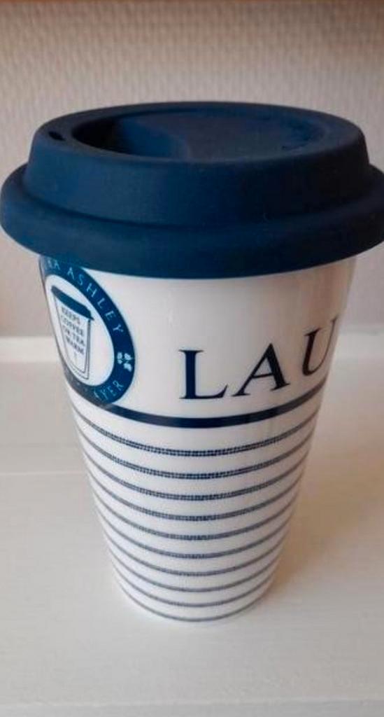 Laura Ashley dubbelwandige beker met deksel , Nieuw !, Huis en Inrichting, Keuken | Servies, Zo goed als nieuw, Kop(pen) en/of Schotel(s)