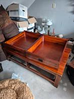 Houten salontafel met lades, Huis en Inrichting, Tafels | Salontafels, Ophalen, Gebruikt, Landelijk, Minder dan 50 cm