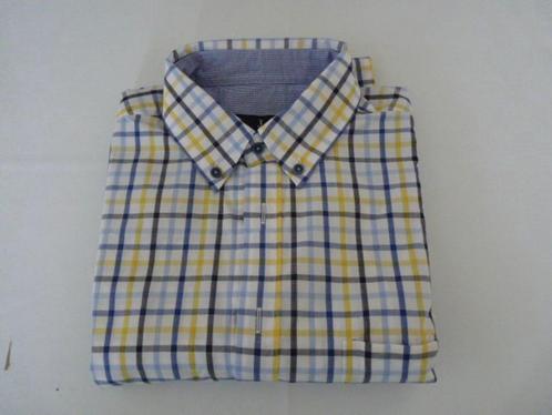 Leuk blauw geel ruit overhemd Marco Manzini mt M zgan, Kleding | Heren, Overhemden, Zo goed als nieuw, Halswijdte 39/40 (M), Geel
