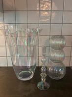 Complete set. Glas, gekleurd olie., Huis en Inrichting, Woonaccessoires | Vazen, Ophalen, Overige kleuren, Minder dan 50 cm, Glas