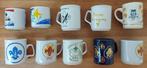scouting collectie met 10 aardewerk mokken/bekers, Verzamelen, Scouting, Ophalen of Verzenden, Zo goed als nieuw, Embleem, Speld of Insigne