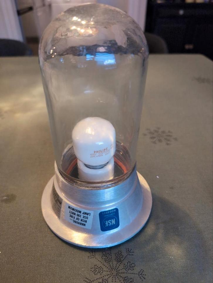 Vintage Industriële Lamp met Glazen Kap, Huis en Inrichting, Lampen | Overige, Gebruikt, Ophalen of Verzenden