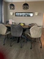 Eetkamerstoelen met wieltjes (6 stuks), Huis en Inrichting, Stoelen, Ophalen, Zwart, Zo goed als nieuw, Vijf, Zes of meer stoelen