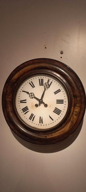 Antieke Schoolklok - Notenhout & Glas beschikbaar voor biedingen