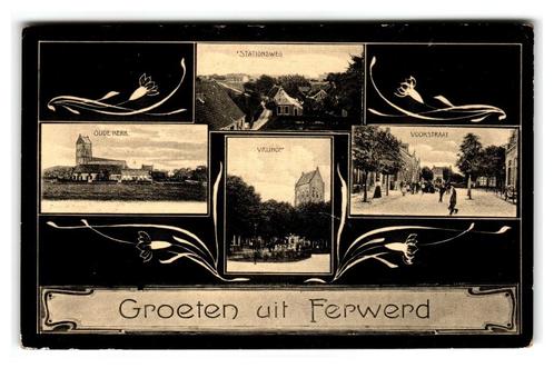 Ferwerd, Groeten uit Ferwerd. Art Deco, Verzamelen, Ansichtkaarten | Nederland, Gelopen, Friesland, Voor 1920, Verzenden