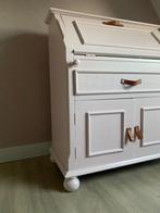 Secretaire Poederroze met leren greepjes, Ophalen, Gebruikt, Brocant