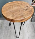 Tafeltje bijzettafel metaal met houten blad, Ophalen of Verzenden, Zo goed als nieuw