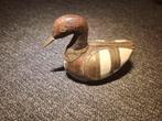 Antieke Houten Eend met Inlegwerk, Antiek en Kunst, Curiosa en Brocante, Ophalen of Verzenden