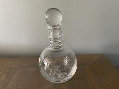 DECANTEERFLES + 4 GLAZEN met inscriptie WATERSCHAP - WD014, Antiek en Kunst, Antiek | Glas en Kristal, Ophalen of Verzenden