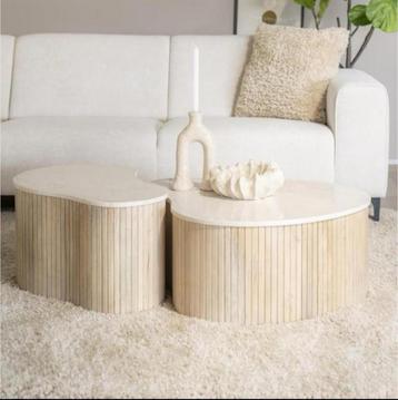 Eleonora Kira Salontafel Set - Mango Hout & Marmer beschikbaar voor biedingen