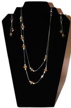 Setje glas facet kralen  zilver plated ketting en oorbellen, Marktplaats@koningsieraden.nl, Overige materialen, Hangers, Met strass