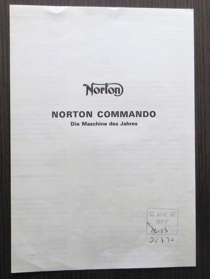 Norton Commando 750 Strassentest - 1968 (dealeruitgave), Motoren, Handleidingen en Instructieboekjes, Overige merken, Verzenden