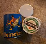 Unieke Heineken blikken pot + nieuwe bierviltjes – must-have, Verzamelen, Ophalen, Zo goed als nieuw, Heineken