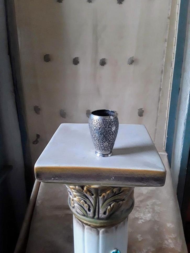 Verzilverd lepelvaasje., Antiek en Kunst, Antiek | Woonaccessoires, Ophalen of Verzenden