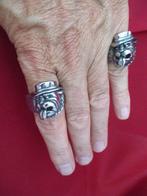 Funny dog biker ring, Sieraden, Tassen en Uiterlijk, Ringen, Nieuw, Dame of Heer, Zilver, IJzer of Staal