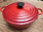 Le Creuset braadpan 26 cm heeft beschadiging, Ophalen of Verzenden, Gebruikt, Gietijzer, Koekenpan of Braadpan