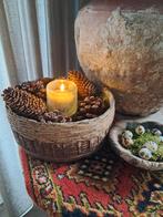 Landelijk stoere leemmand, Ophalen of Verzenden, Gebruikt, Rond, Mand