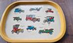 Zeer oud metalen dienblad klassieke autos, Huis en Inrichting, Woonaccessoires | Dienbladen, Ophalen of Verzenden, Gebruikt, Rechthoekig