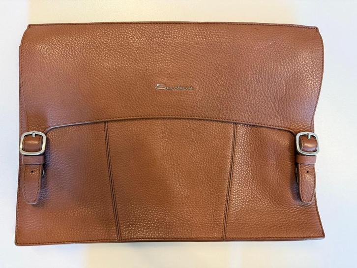 Santoni tas, Sieraden, Tassen en Uiterlijk, Tassen | Reistassen en Weekendtassen, Zo goed als nieuw, Bruin, Minder dan 40 cm, 20 tot 30 cm