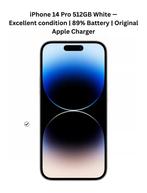 iPhone 14 Pro 512GB Wit | 89% Batterij | Apple-oplader, 512 GB, IPhone 14 Pro, 89 %, Wit