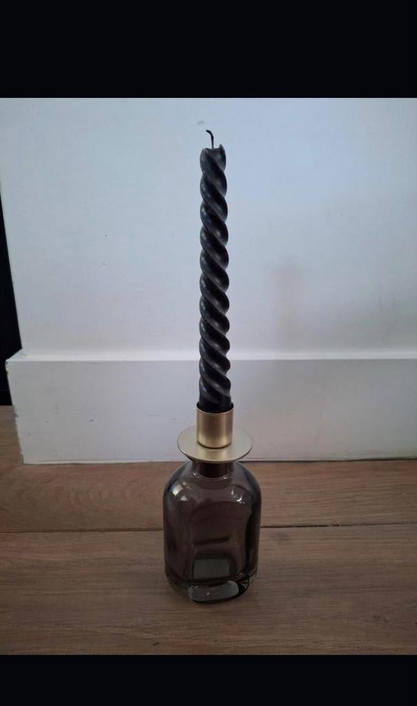 Kaarsen Kandelaar standaard gedraaide kaars zwart Nieuw!, Zwart, Nieuw, Ophalen of Verzenden, Metaal