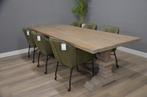 Teak kloostertafel 300 cm lang 100 cm breed – Vergrijsd, Huis en Inrichting, Tafels | Eettafels, 200 cm of meer, Nieuw, Ophalen of Verzenden