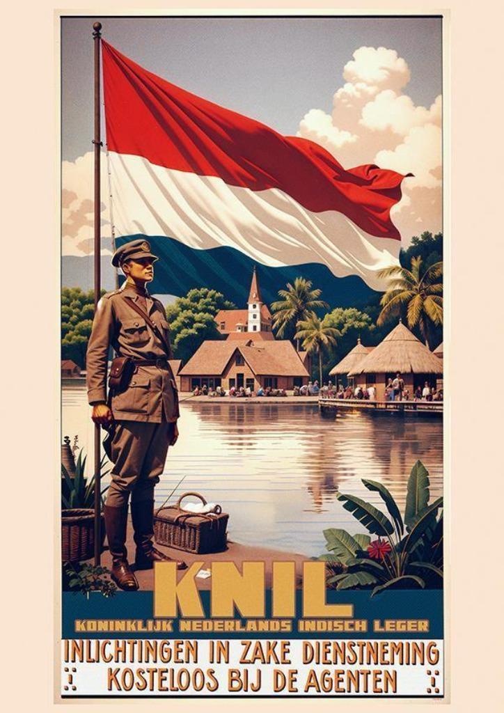 Unieke Koninklijk Nederlands Indie Leger KNIL Poster Affiche, Verzamelen, Militaria | Tweede Wereldoorlog, Foto of Poster, Nederland